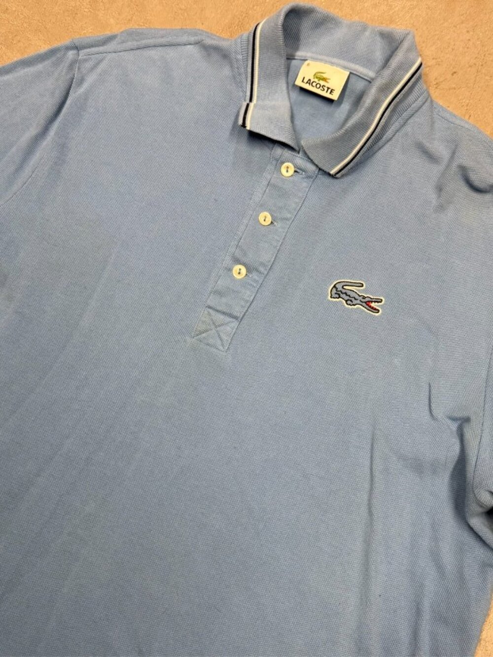 Lacoste Polo Shirt Pique Cotton Short Sleeve Blue Large - Picture 2 of 7
